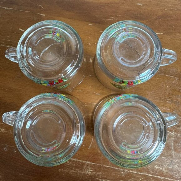 Set of 4 Vintage Luminarc Christmas Tree Mugs, Clear Glass Holiday Cups - Picture 8 of 8